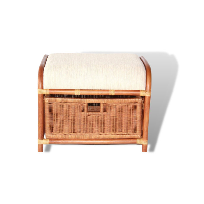 Illustration of Textured Rattan Storage Ottoman For Home Office